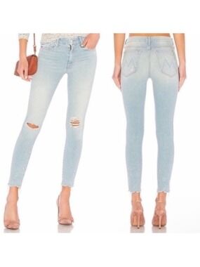 Mother High Waisted The Looker Sacred Slit Ankle Jeans in Nice Shot